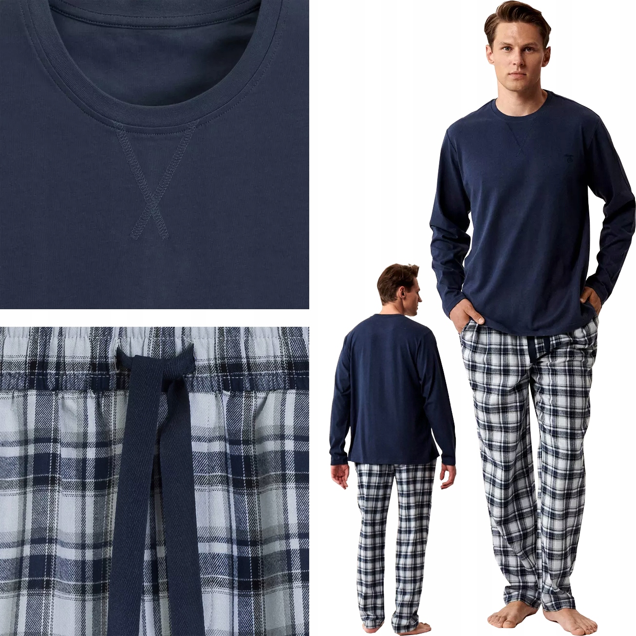 Atlantic pánské dlouhé pyžamo Flanelové Kalhoty se zavazováním, kapsy, velikost XXL