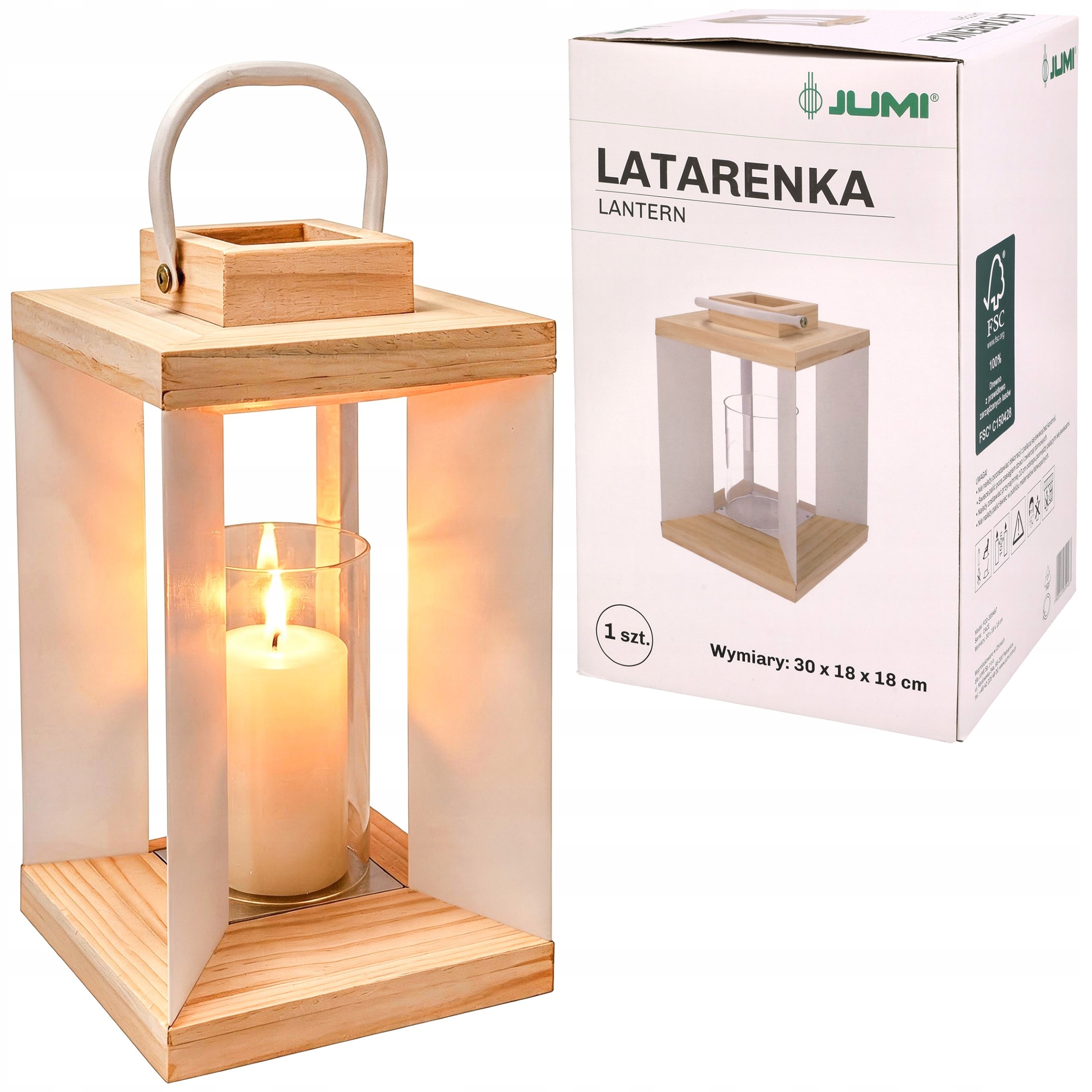 Zahradní lucerna Lampion bílá Lampa Dekorativní dekorace stojící Dřevo