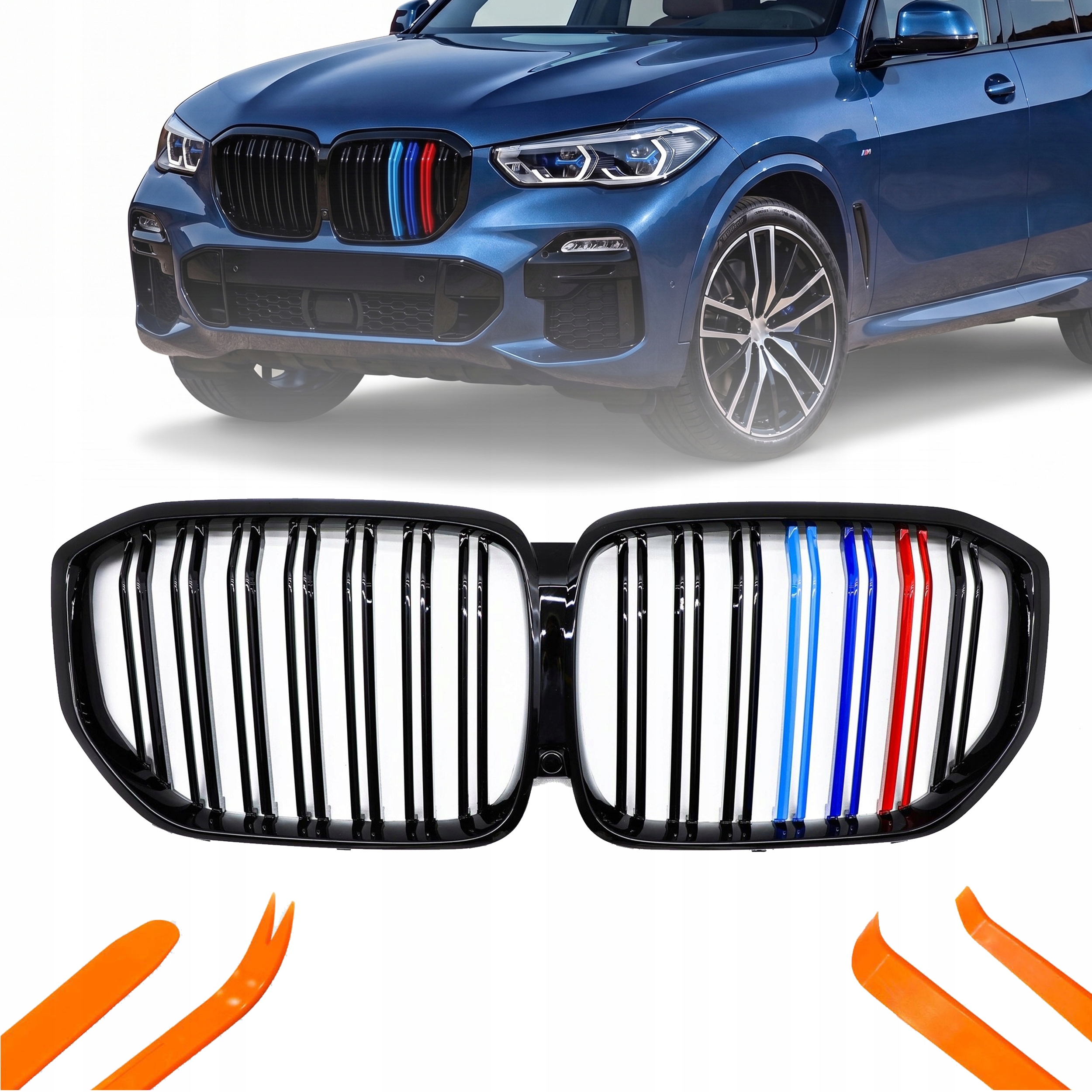 Atrapa Gril Ledviny Bmw X5 G05 2019- Černý Lesk Barva M Balení 2 Žebra