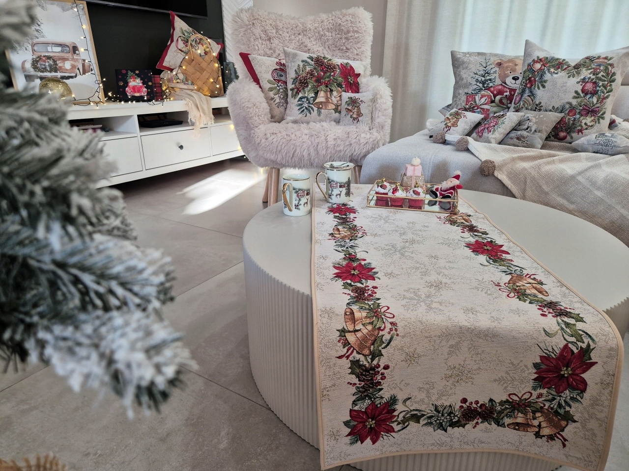 Běhoun s vánočním věncem 47x140 cm 1315