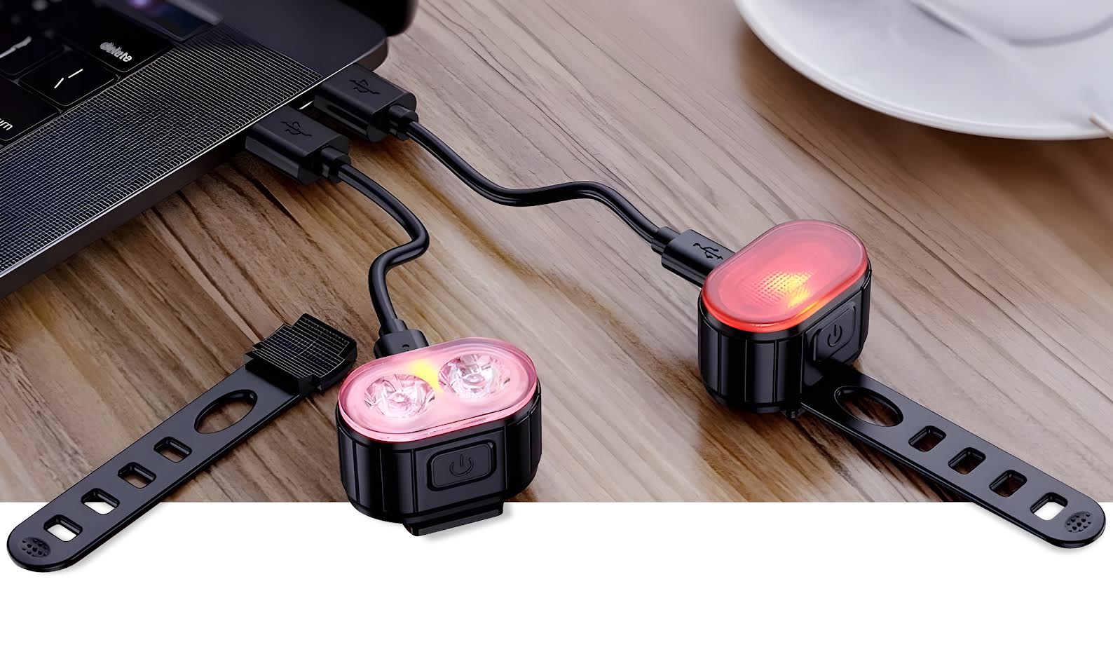 LAMPKA ROWEROWA ŚWIATŁO PRZÓD TYŁ LED NA ROWER KIEROWNICĘ MOCNA USB JASNA Rodzaj zestaw