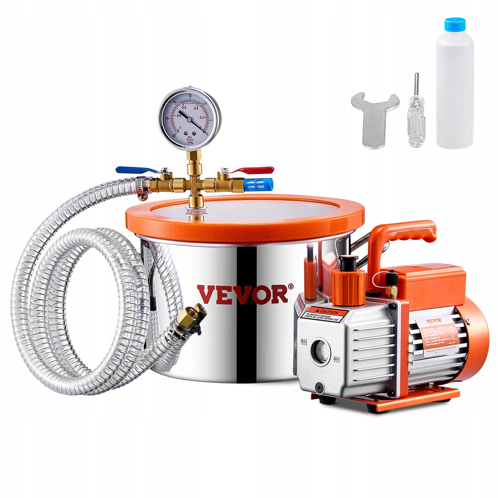 Vevor Vákuová Komora 5 68L S Pumpou 3 5 Cfm Nerezová Oceľ Premium Set