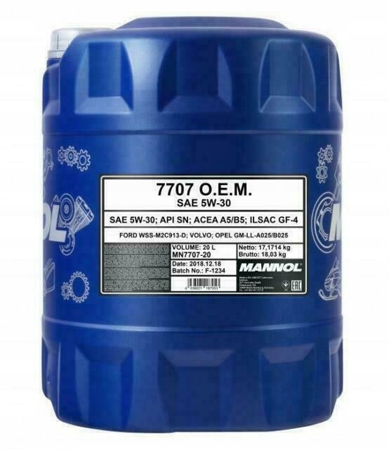 

Olej Silnikowy Mannol Oem Ford Volvo 5w30 20L
