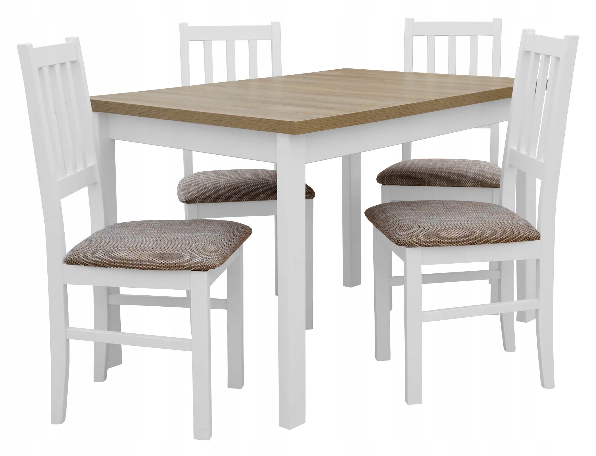 Rozkládací Stůl 4 Židle Kuchyně Jídelna X006 Bílá/dub Grandson