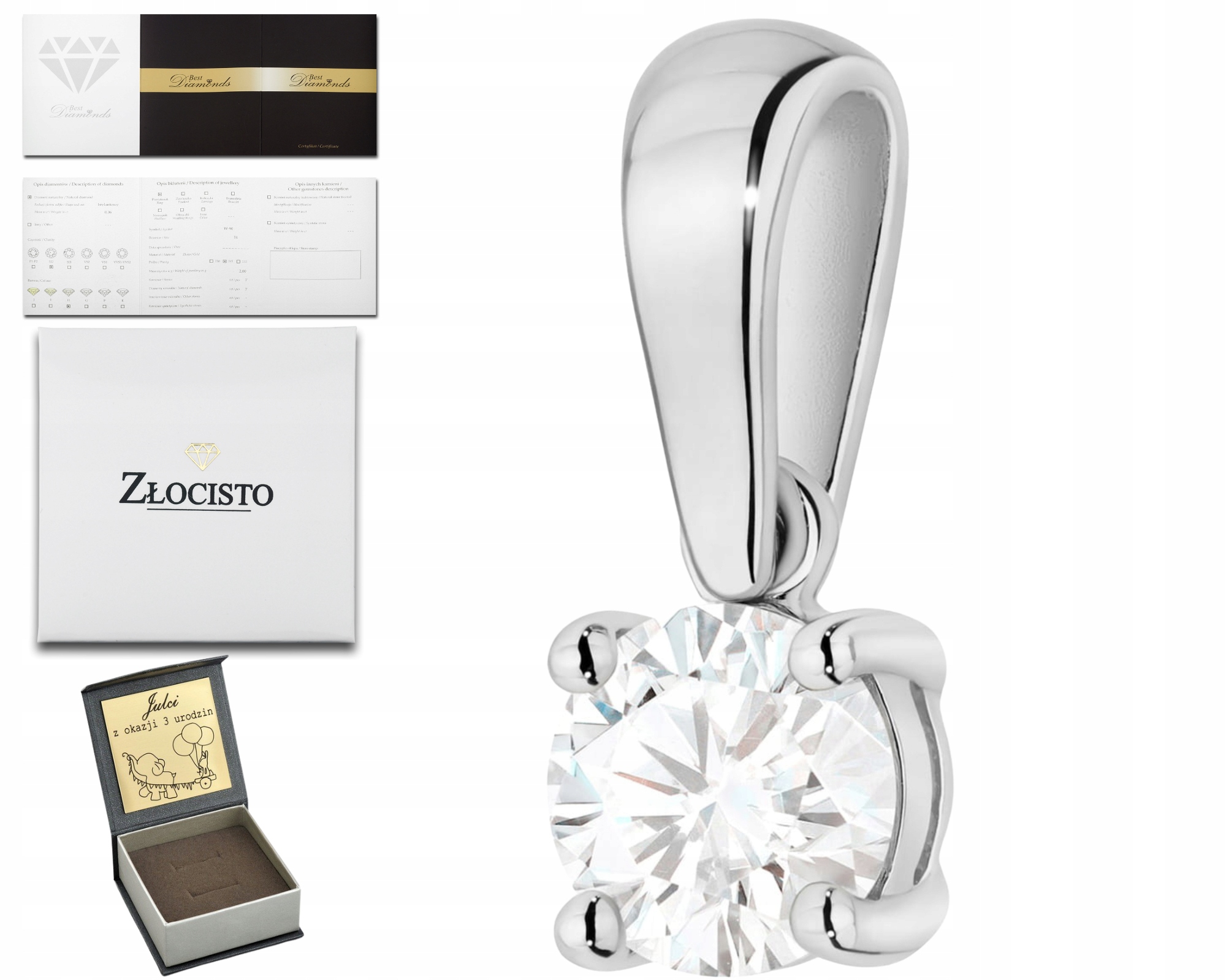 Bílé Zlato Módní Přívěsek S Diamantem 585 Elegantní Šperky Jako Dárek