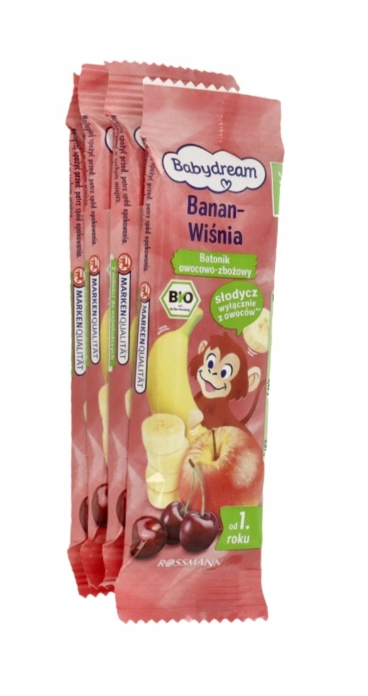 Batonik owocowy BANAN I WIŚNIA, 4szt od 1. roku, 100 g/4 x 25 g
