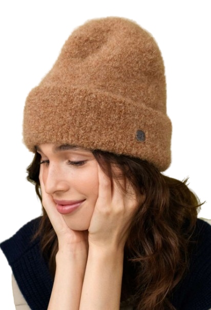 čepice z Alpaki s vyhrnutým vlněným vzorem Loman Varell Béžová Marino Wool