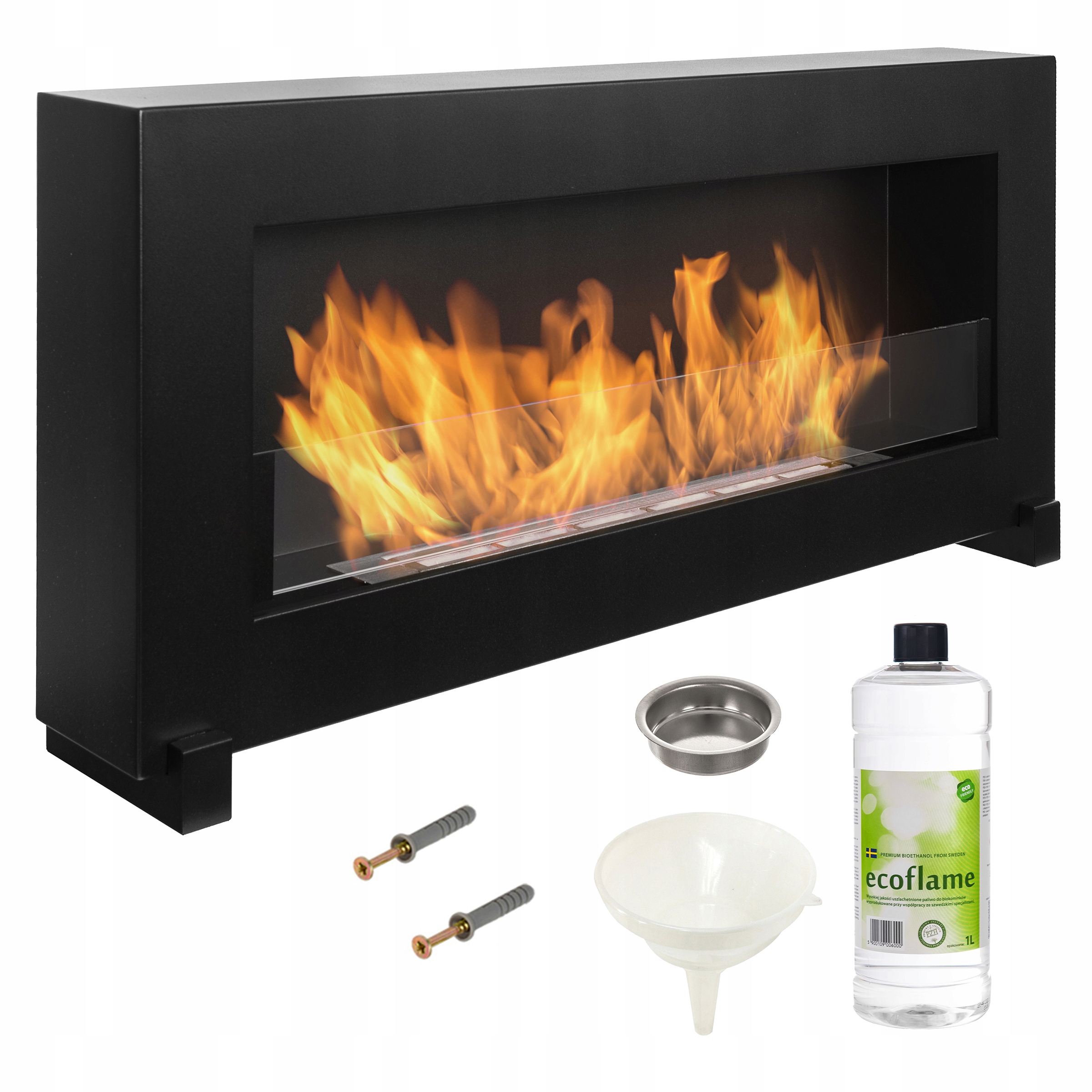 

Biokominek czarny Box 90x40 z szybą Stojący