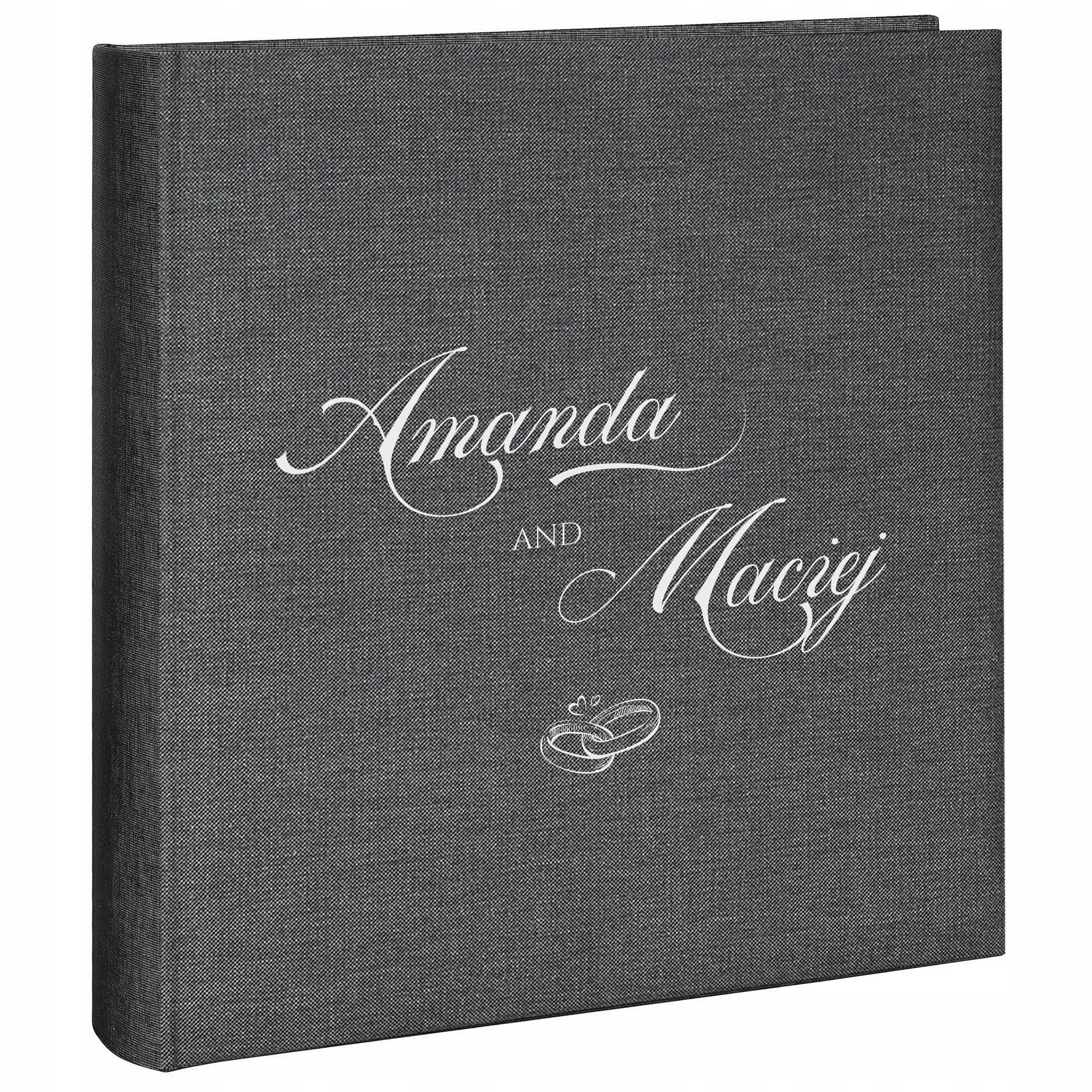 Lněné album na svatební fotografie s 50 kartami Personalizace Potisk Svatba