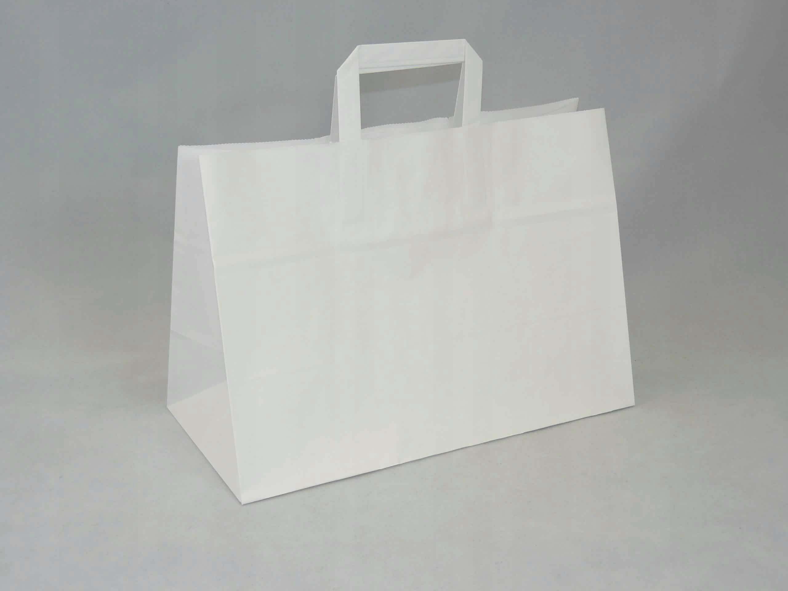 TOREBKI PAPIEROWE BIAŁE UCHWYTEM 32x22x25cm 50szt