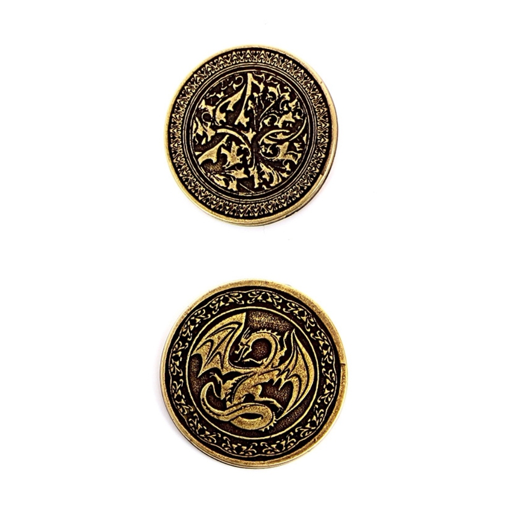 ZESTAW 9 SMOCZYCH METALOWYCH MONET LARP RPG Materiał metal