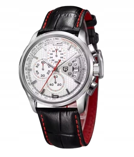 Pánský Chronograf PD3306 Black Red Kůže Tachymetr