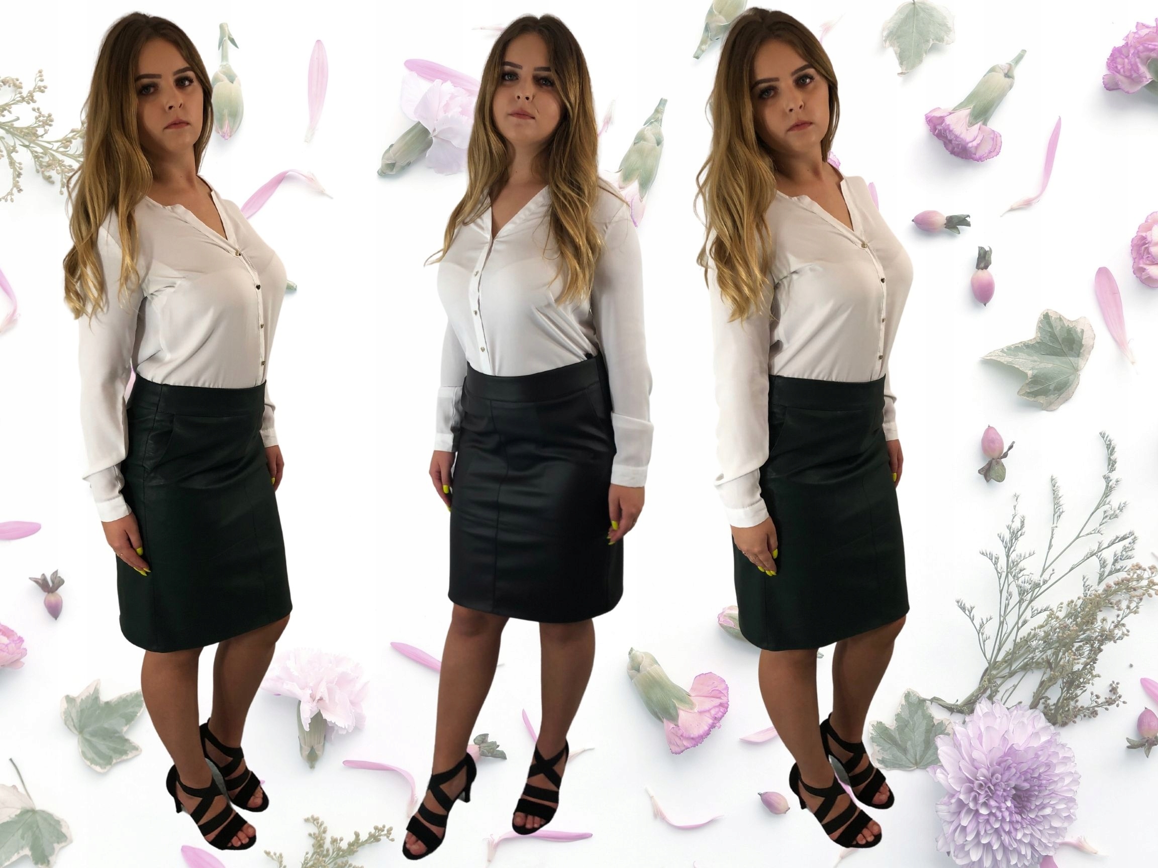 D72 SPÓDNICA EKOSKÓRA Z KIESZENIAMI ZIELONA R.48 Rozmiar 48