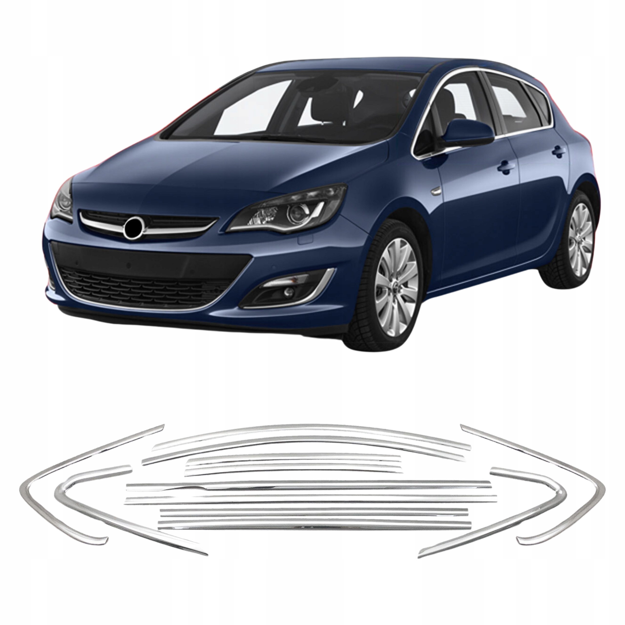 Bočné lišty skla nerezová oceľ chróm Opel Astra J 2010-2019