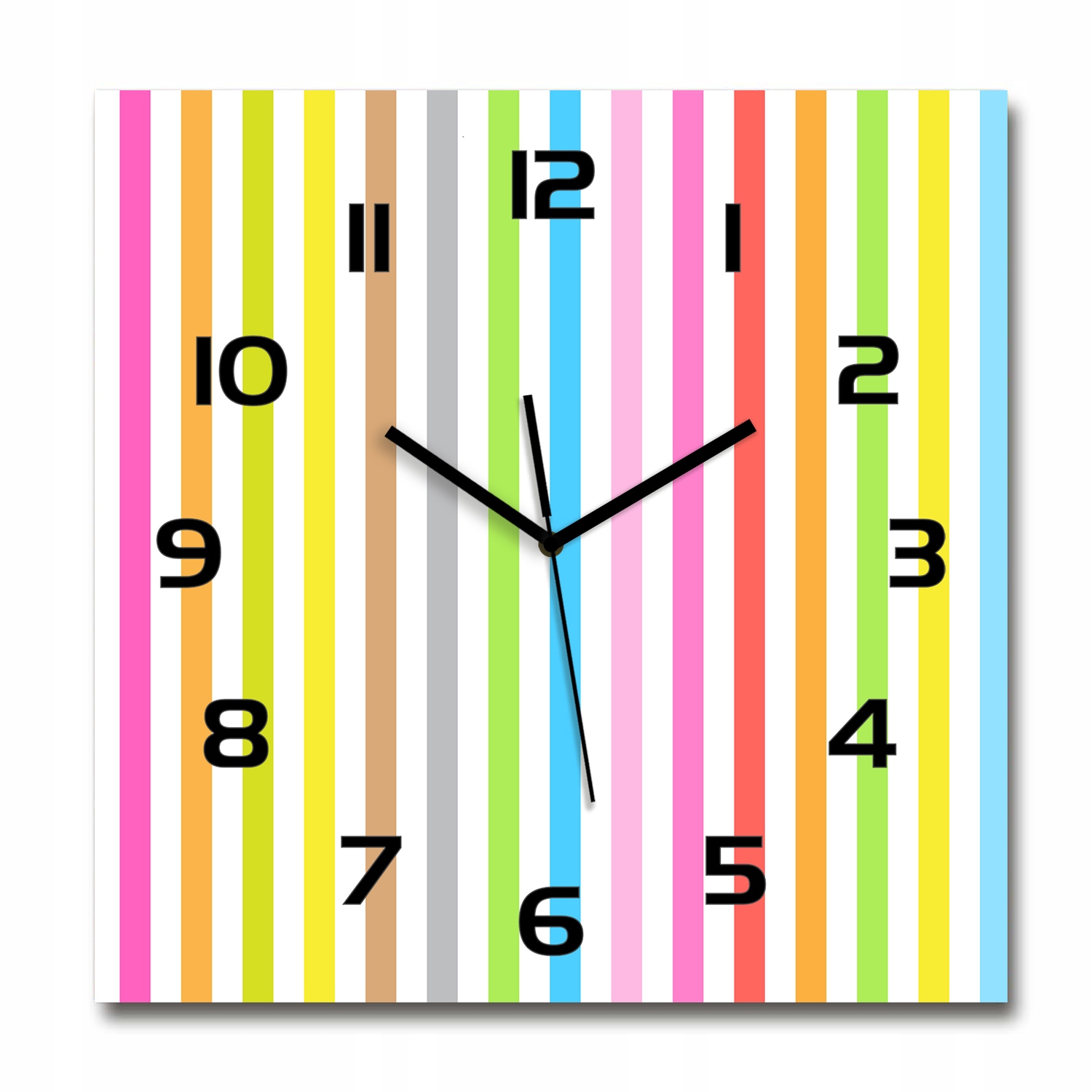 

Zegar ścienny ze szkła, duży Kolorowe paski 60x60