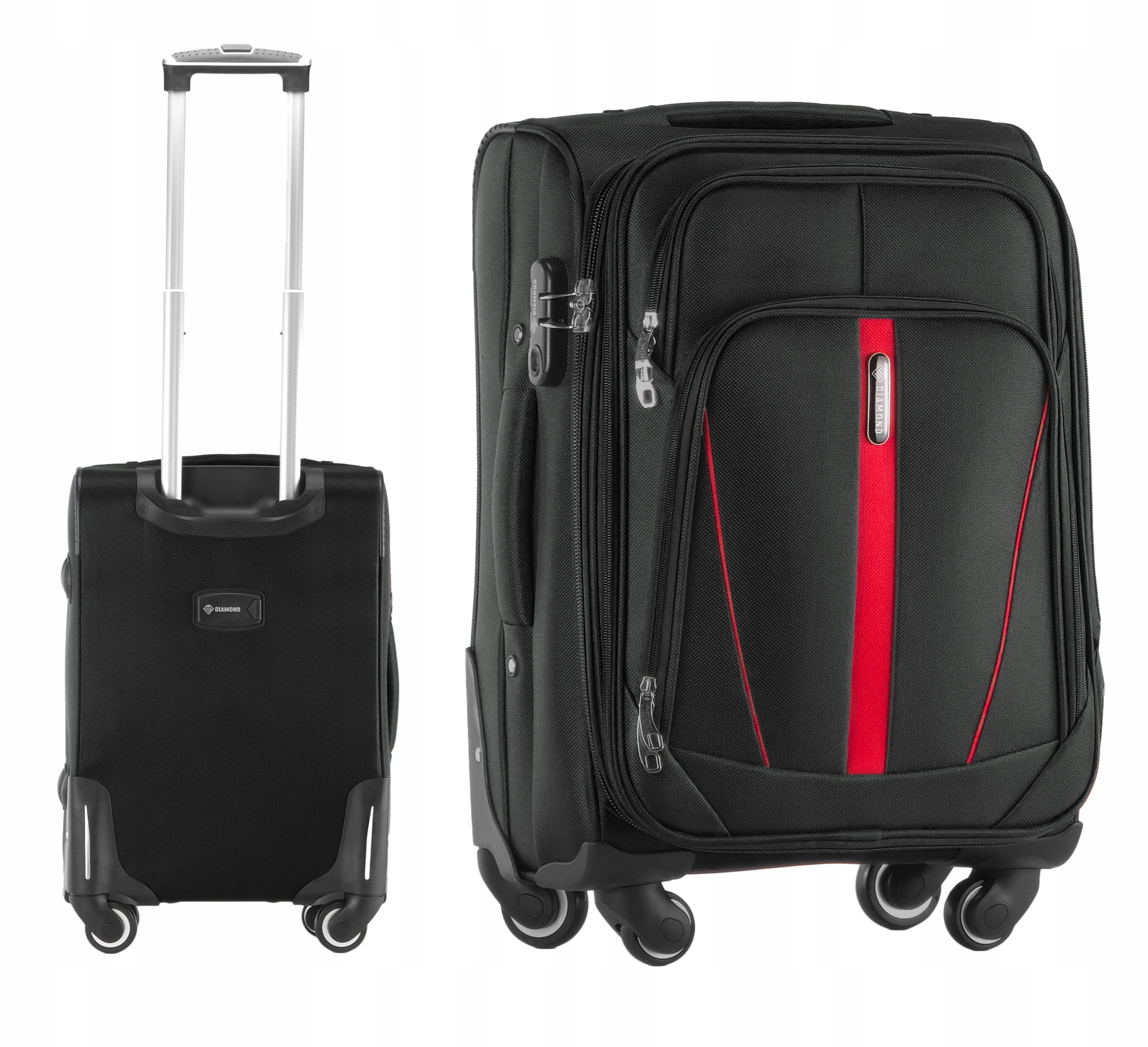 Walizka Kabinowa Na Kółkach Podróżna Bagaż Diamond Czarna Miękka S 20" C330