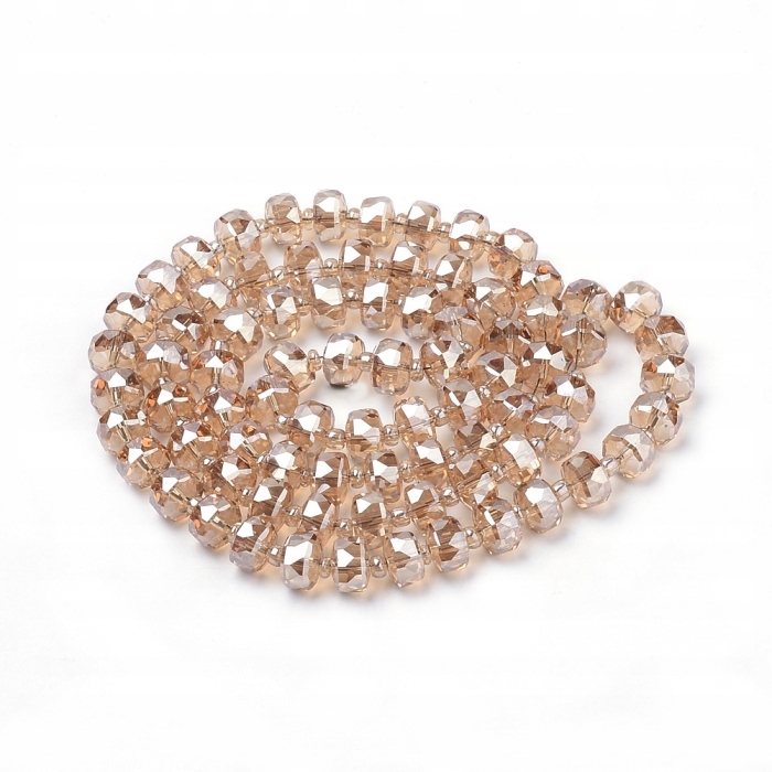 Korálky Skleněné, Kulaté Ploché, Broskvové 8x6mm 80ks/63cm/nit