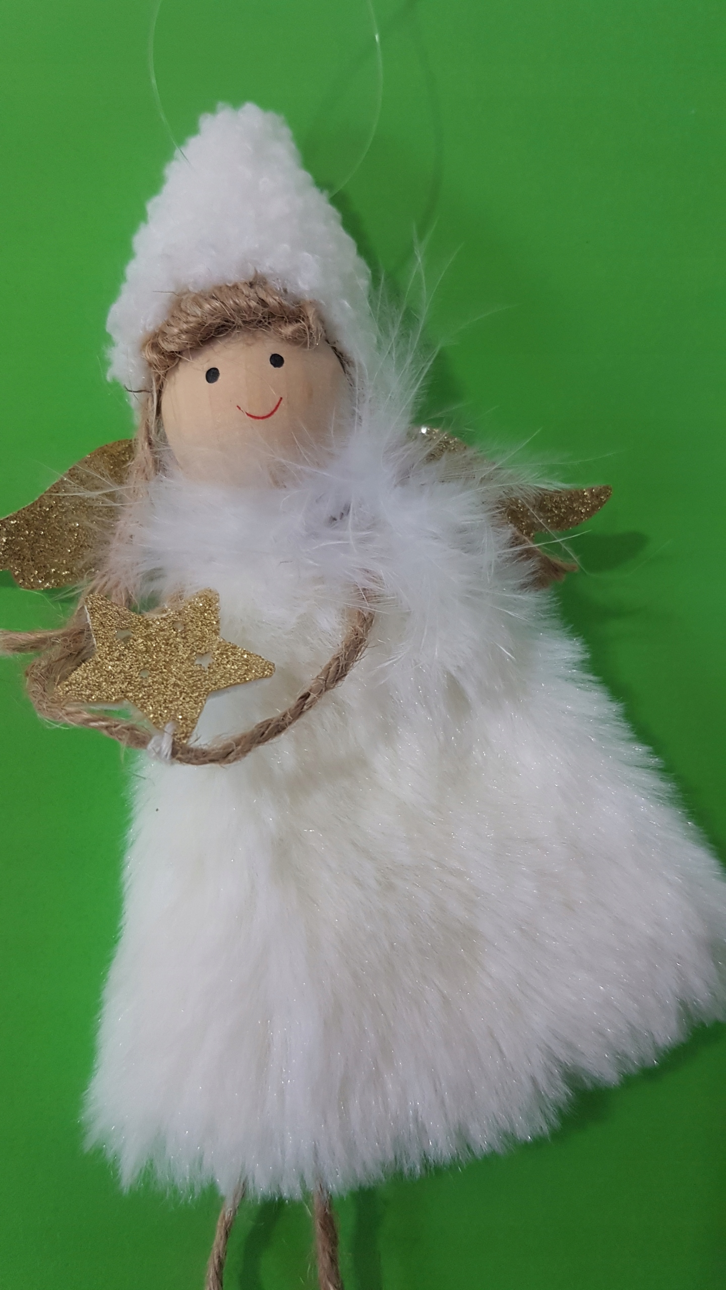 ZAWIESZKA MASKOTKA ANIOŁEK 18 cm KOŻUSZEK BIAŁY Kod producenta 33