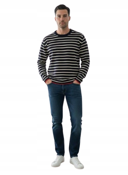 Indicode Pánský Pruhovaný Svetr S Knoflíky, Tmavě Modrá Barva