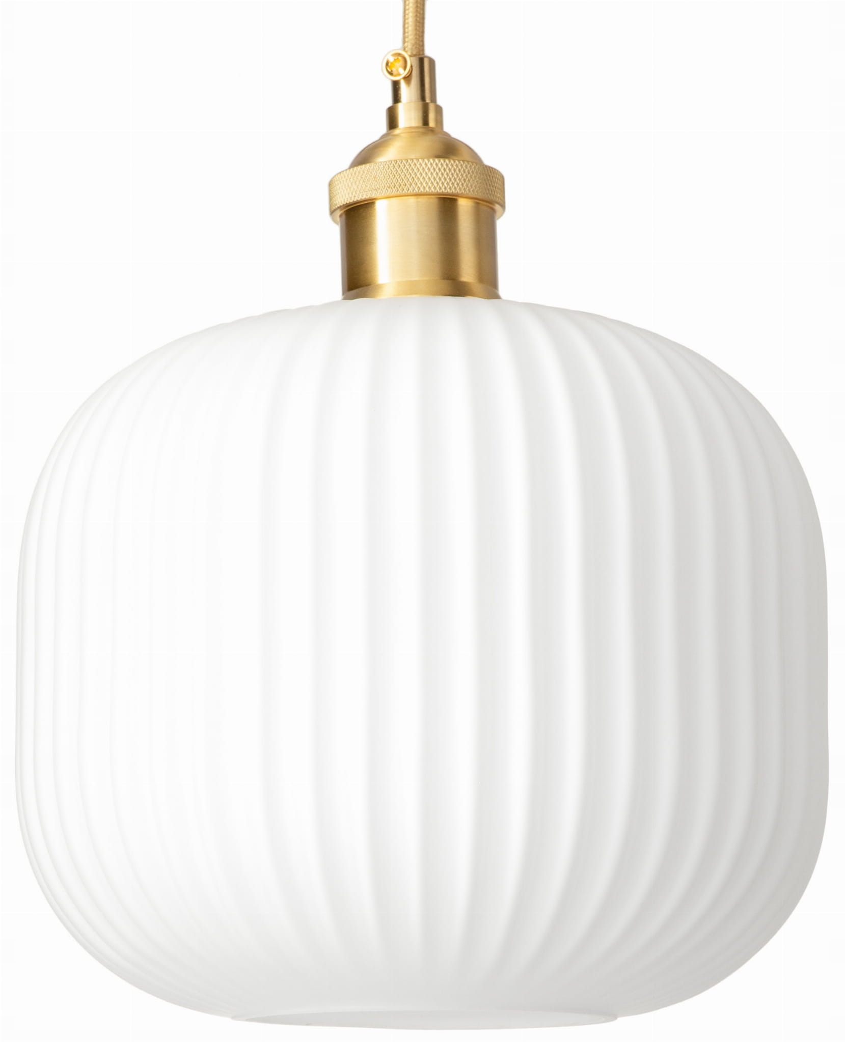 Lampa wisząca szklana mleczna ryflowana Torino złota