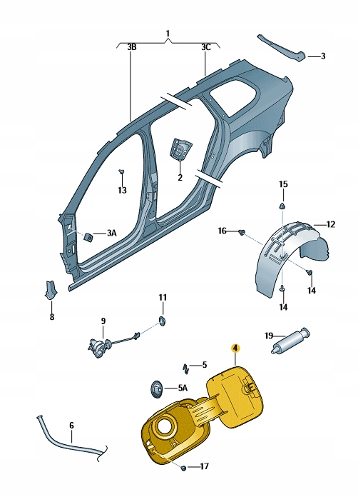 KLAPKA WLEWU PALIWA VW Golf V VI Variant ASO Color needs painting