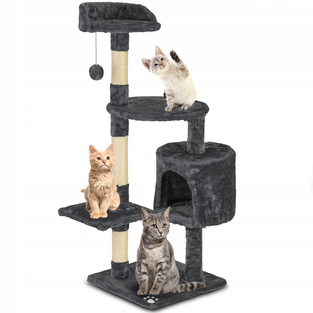 Levně Vysoký škrabák, pelíšek, škrabací sloupek, věž 111 cm, 2 x bambulka