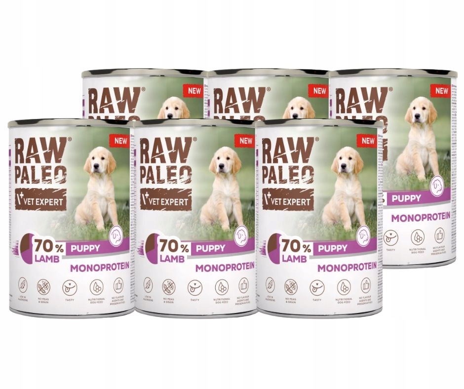 Karma dla psa Raw Paleo Jagnięcina Lamb Puppy zestaw 400g 6szt