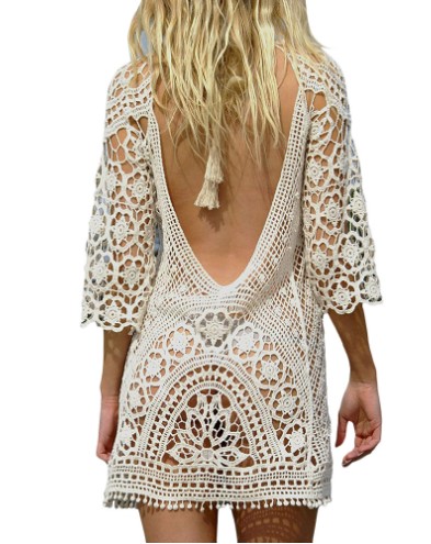 Narzutka Tunika plażowa z ażurem