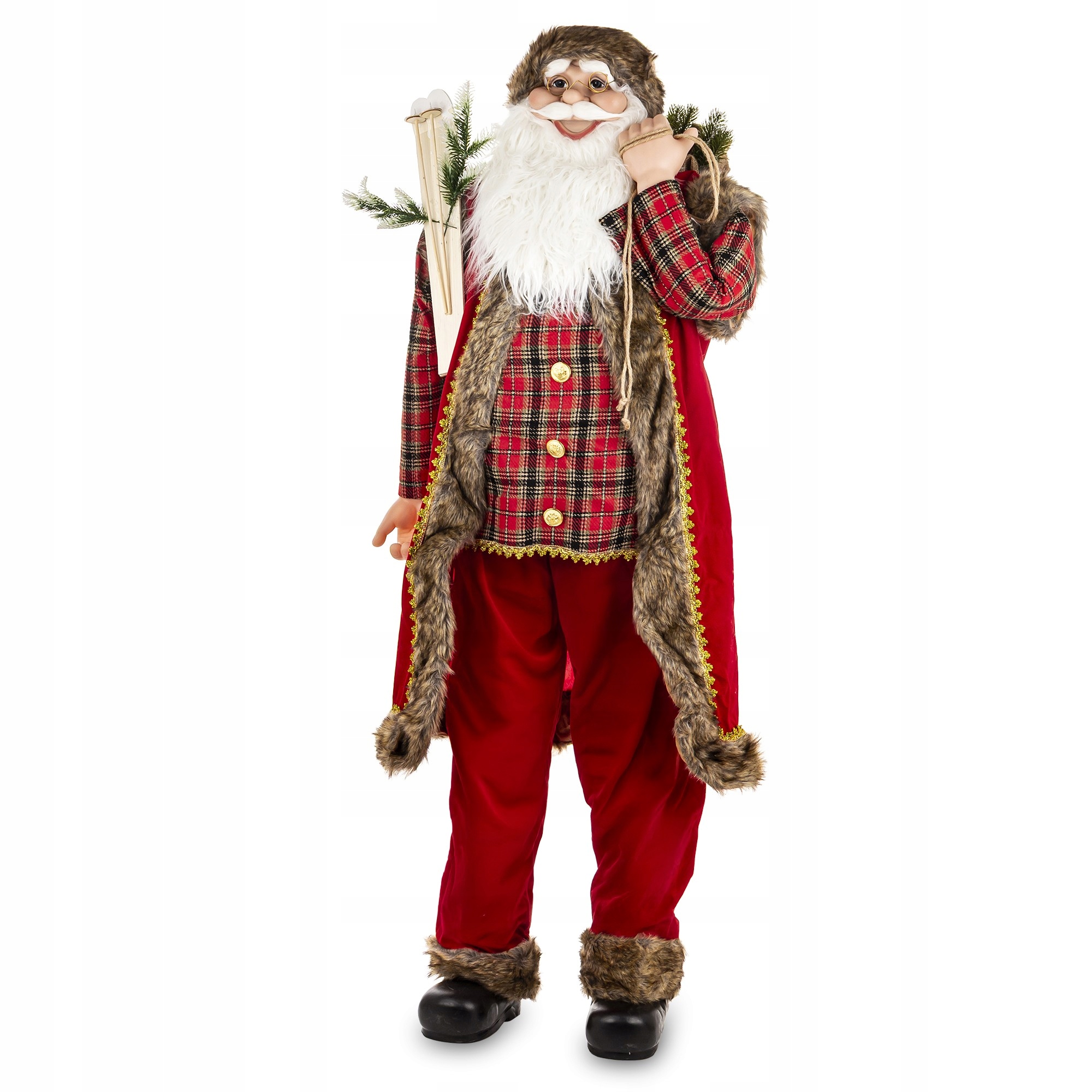 Červený Veľký Svätý Mikuláš Figurka pod vianočný stromček na Vianoce 154 cm.