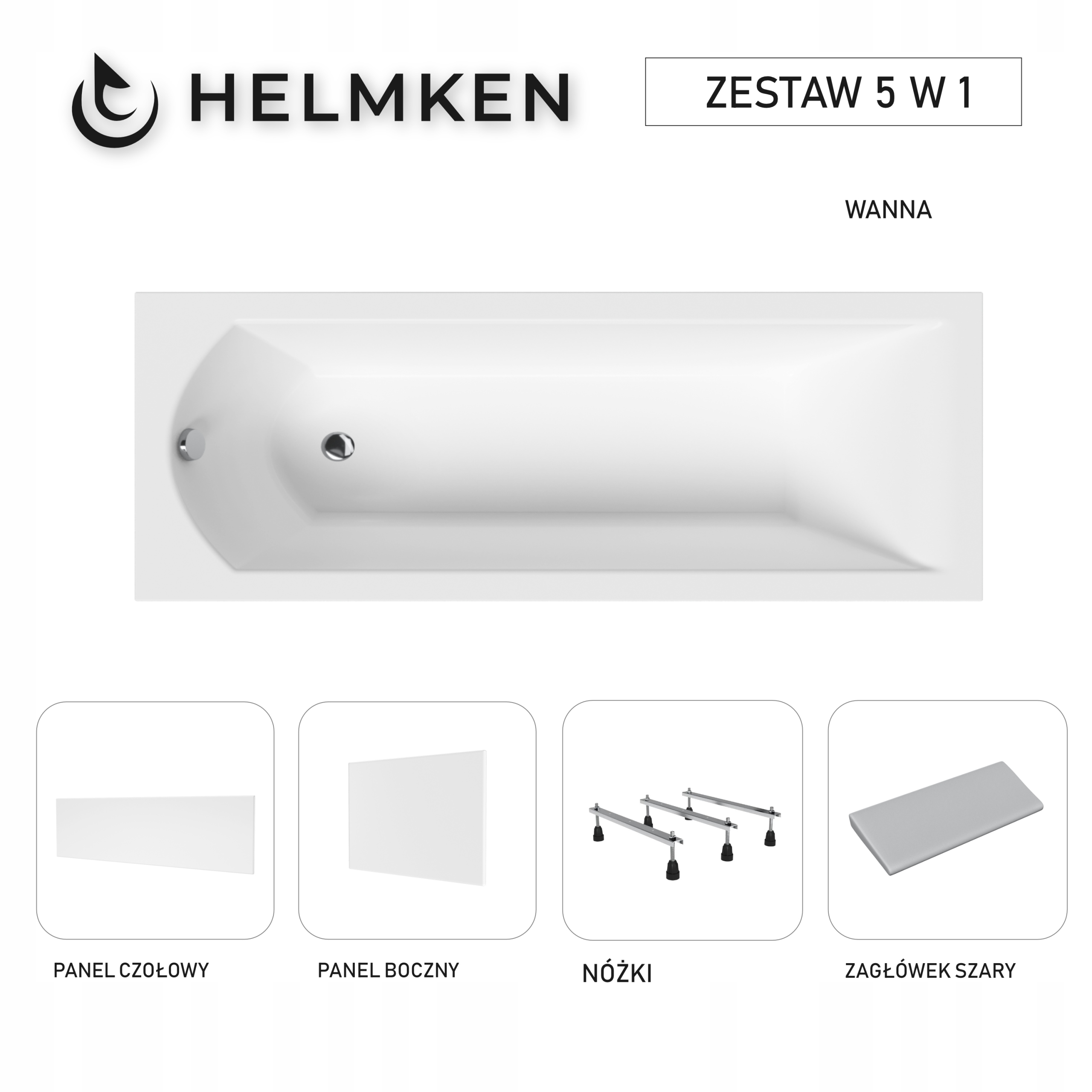 Wanna Helmken Vespera 170x70 Panel czołowy i boczny Zagłówek Nóżki