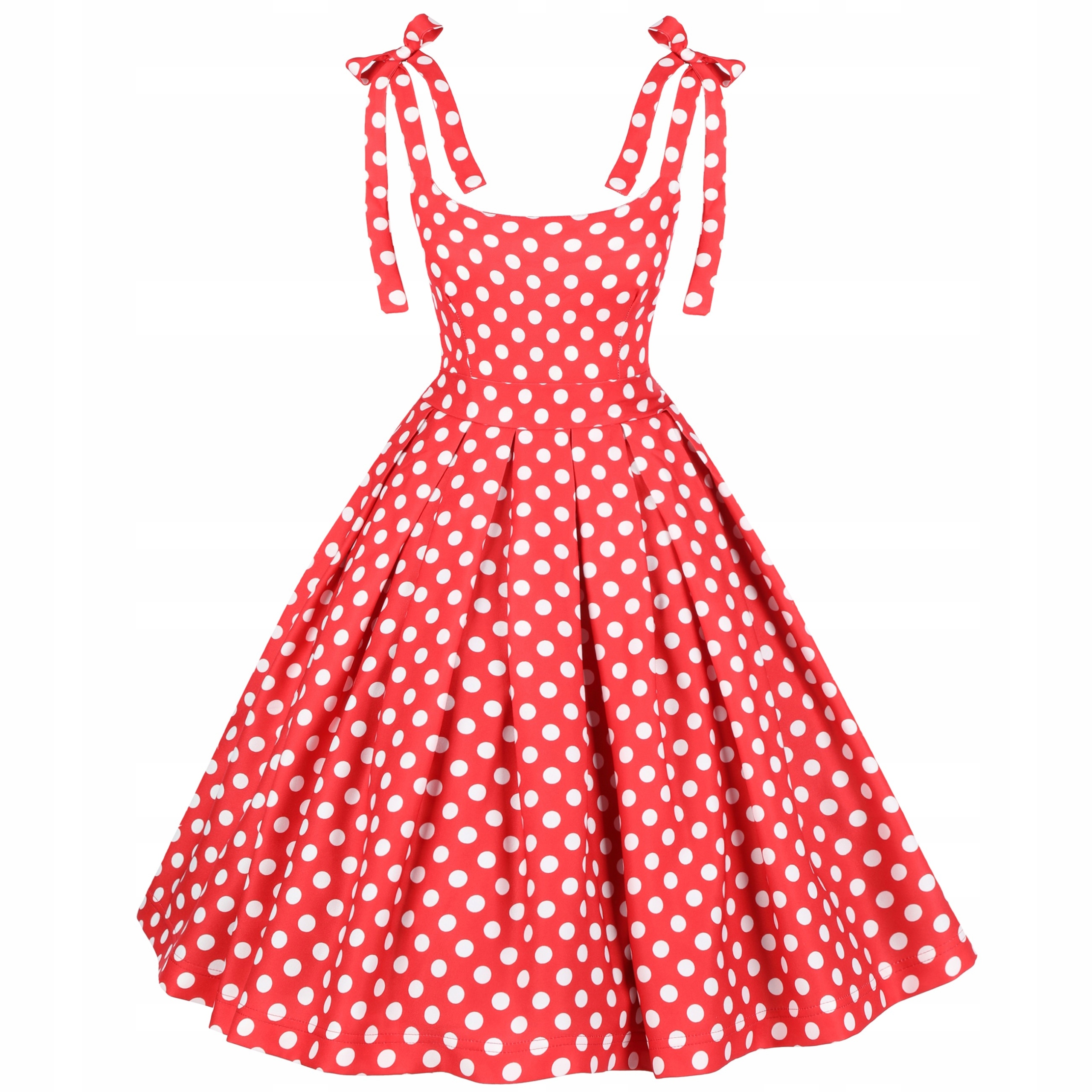 Šaty Pin Up retro s puntíky červené Polský Výrobek s kapsami