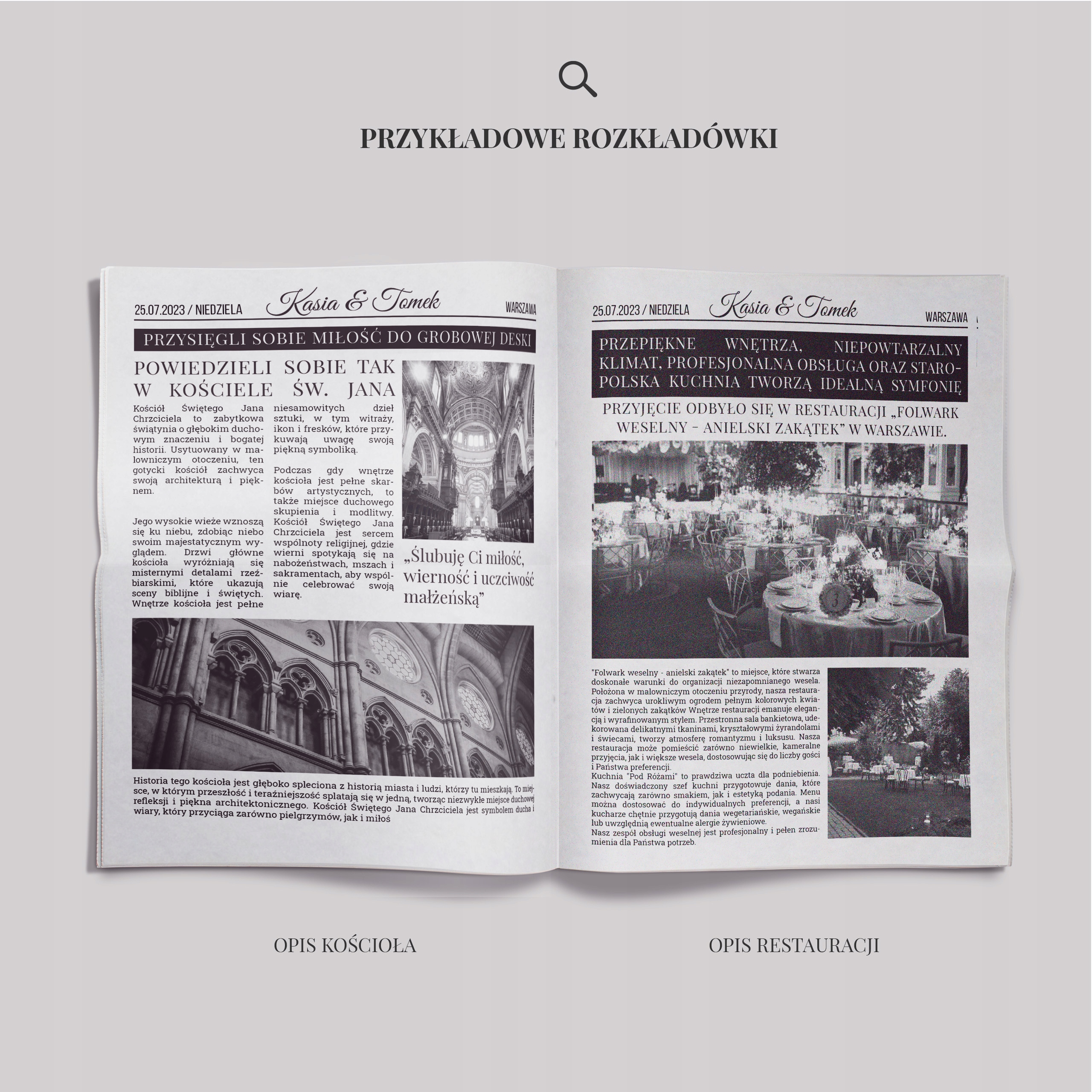 Pismo ślubne z waszego wyjątkowego dnia GAZETA WESELNA 8str. 100 sztuk Kod producenta DRUKUI-GAZETA WESELNA