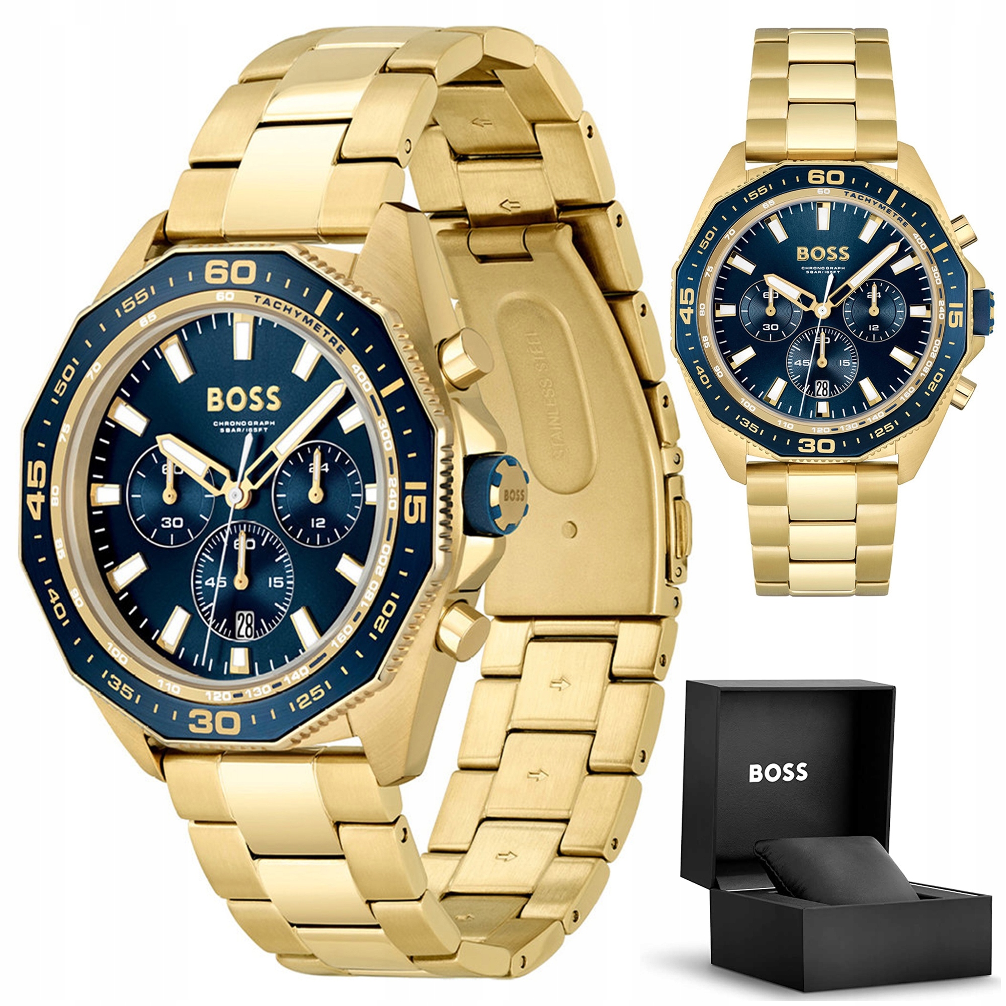 Elegantní Zlaté Pánské Hodinky Hugo Boss Energy Značková Krabička Jako Dárek