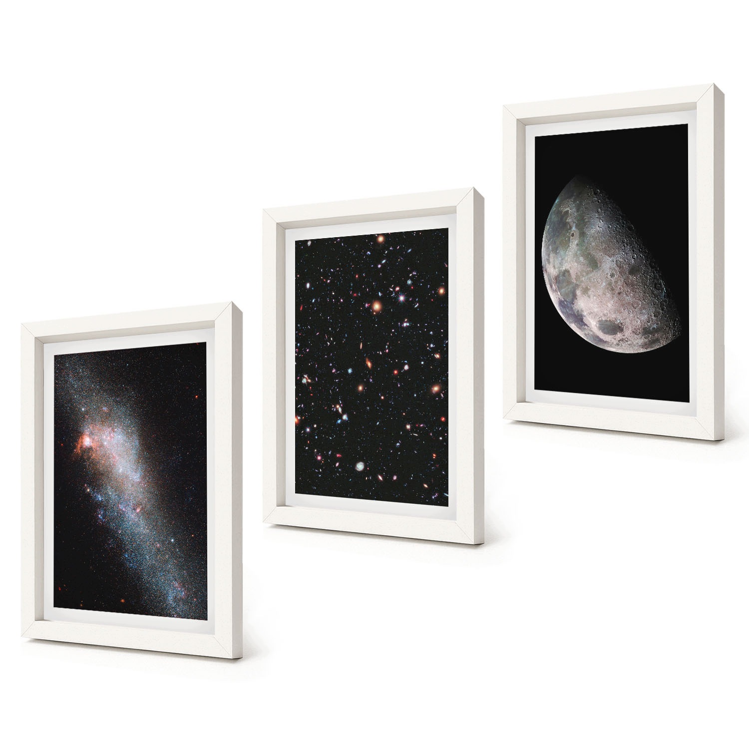 Domácí galerie obrazů Vesmír galaxie hvězdy Měsíc Koláž 3ks 20x30