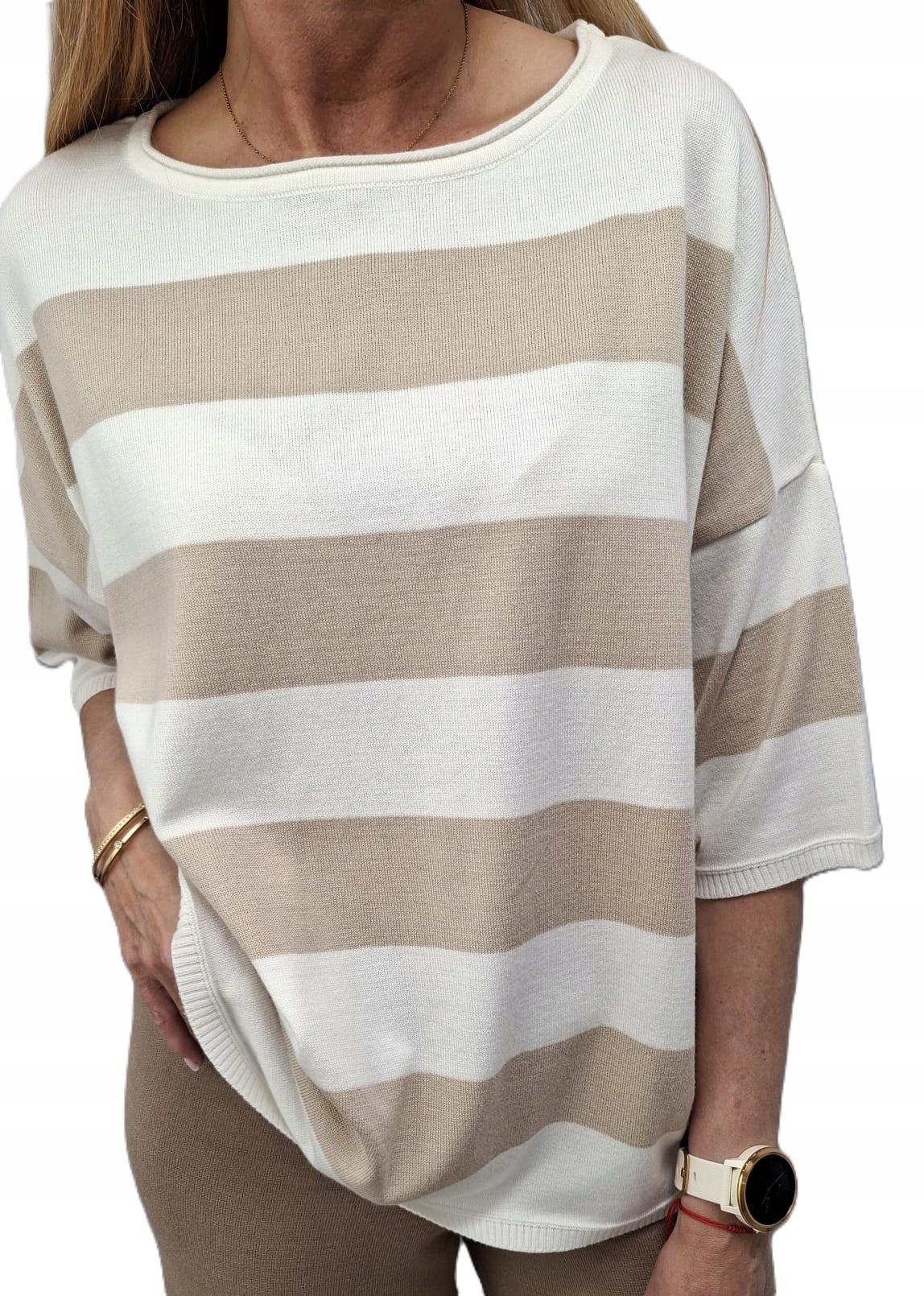 Cocomore Svetr Halenka s pruhy Bílá Latte New