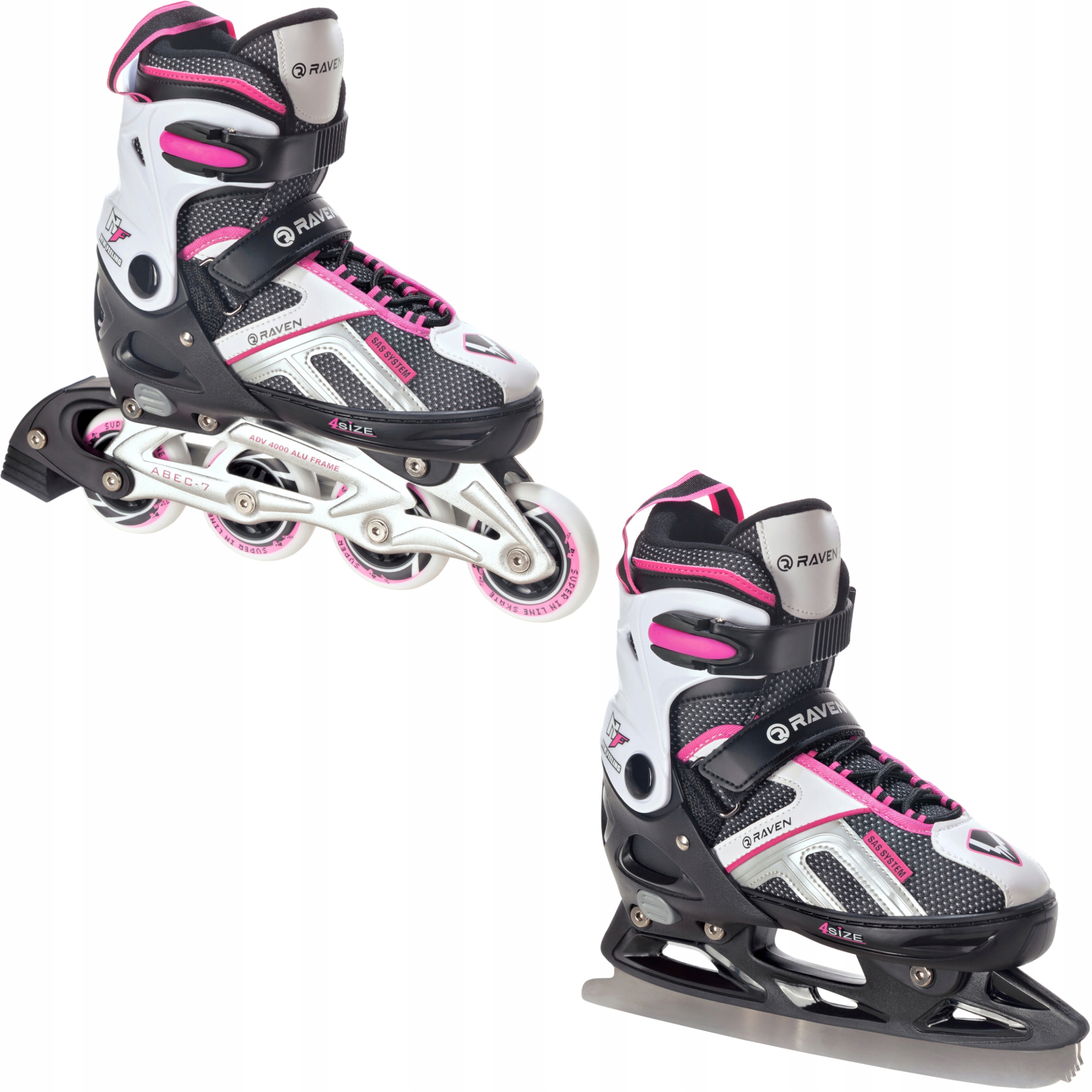 

Rolki Łyżwy 2w1 Raven Pulse Black/Pink 37-40