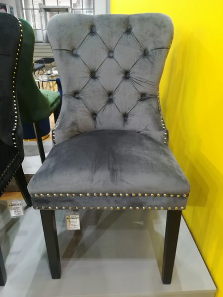 Krzesło tapicerowane welurowe AUGUST VELVET szare Stan opakowania oryginalne