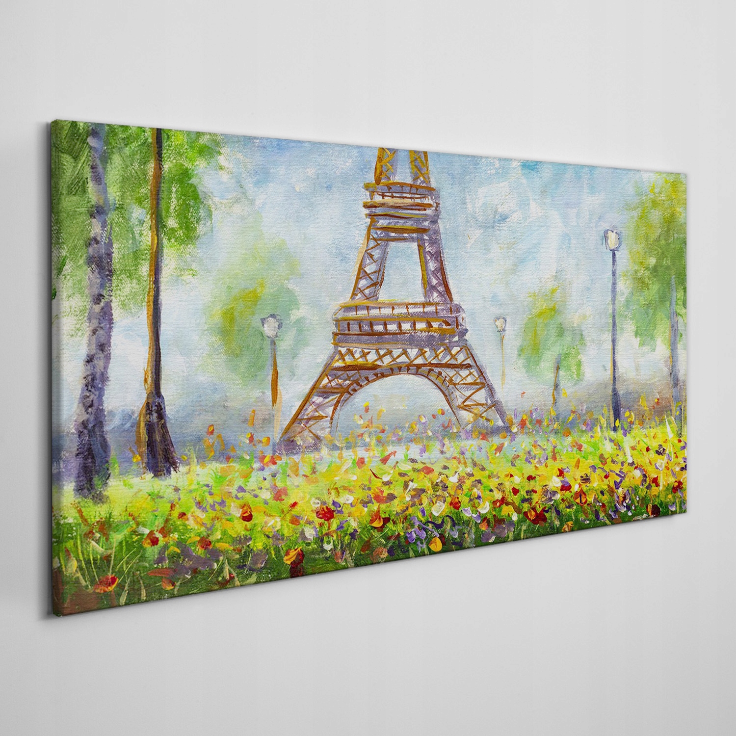 

Foto-obraz na płótnie Kwiaty Eiffel wieża 120x60