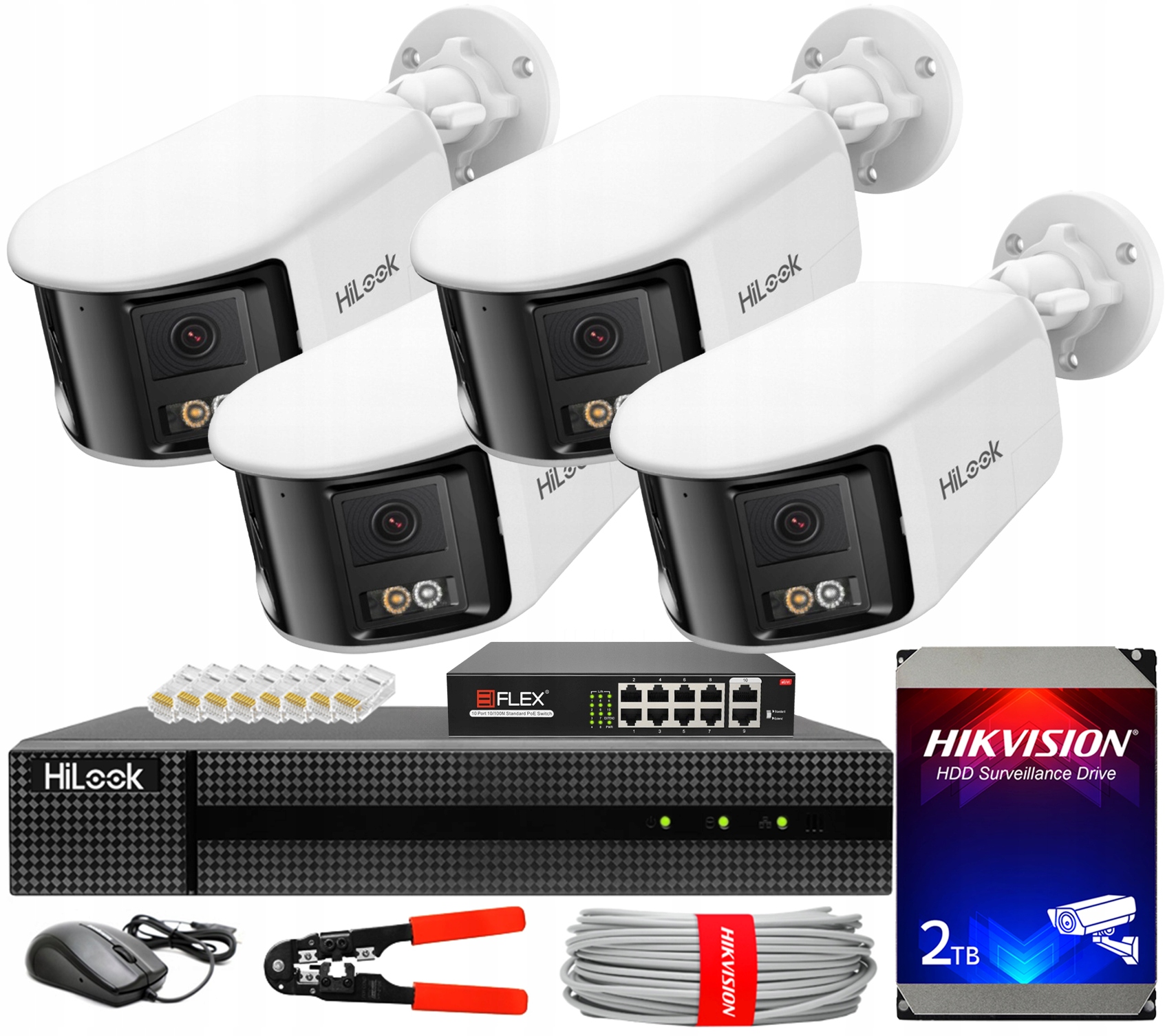 Sada na monitorovanie Ip 4x 8MPX kamera IPC-B480HAD-LUF/SL Panoramatické PoE