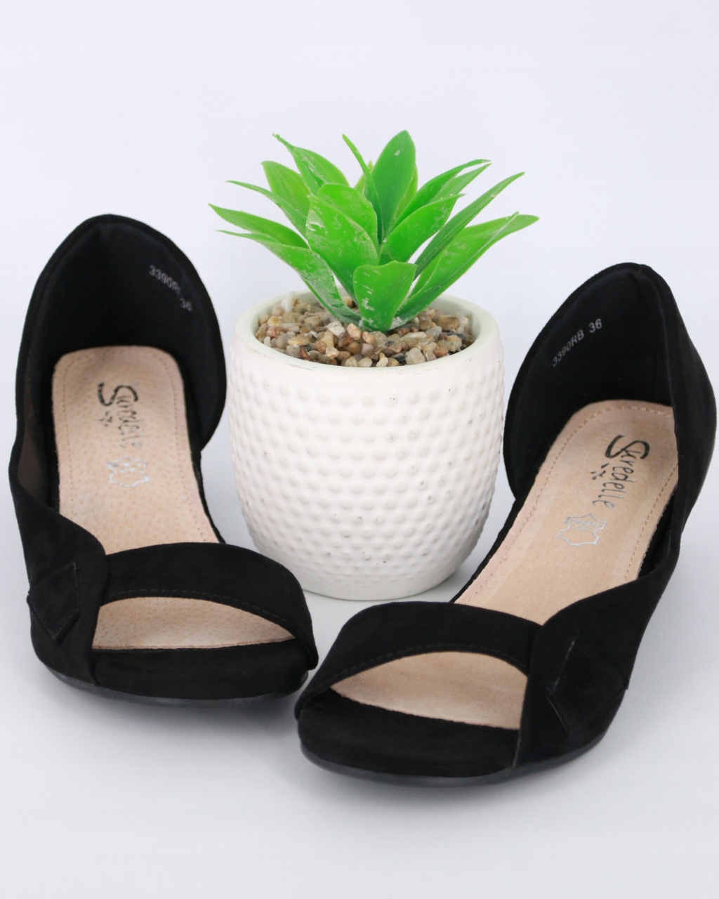 CZÓŁENKA NA KOTURNIE CZARNE ZAMSZOWE BUTY DAMSKIE BEZ PALCÓW PEEP TOE 39 Marka inna