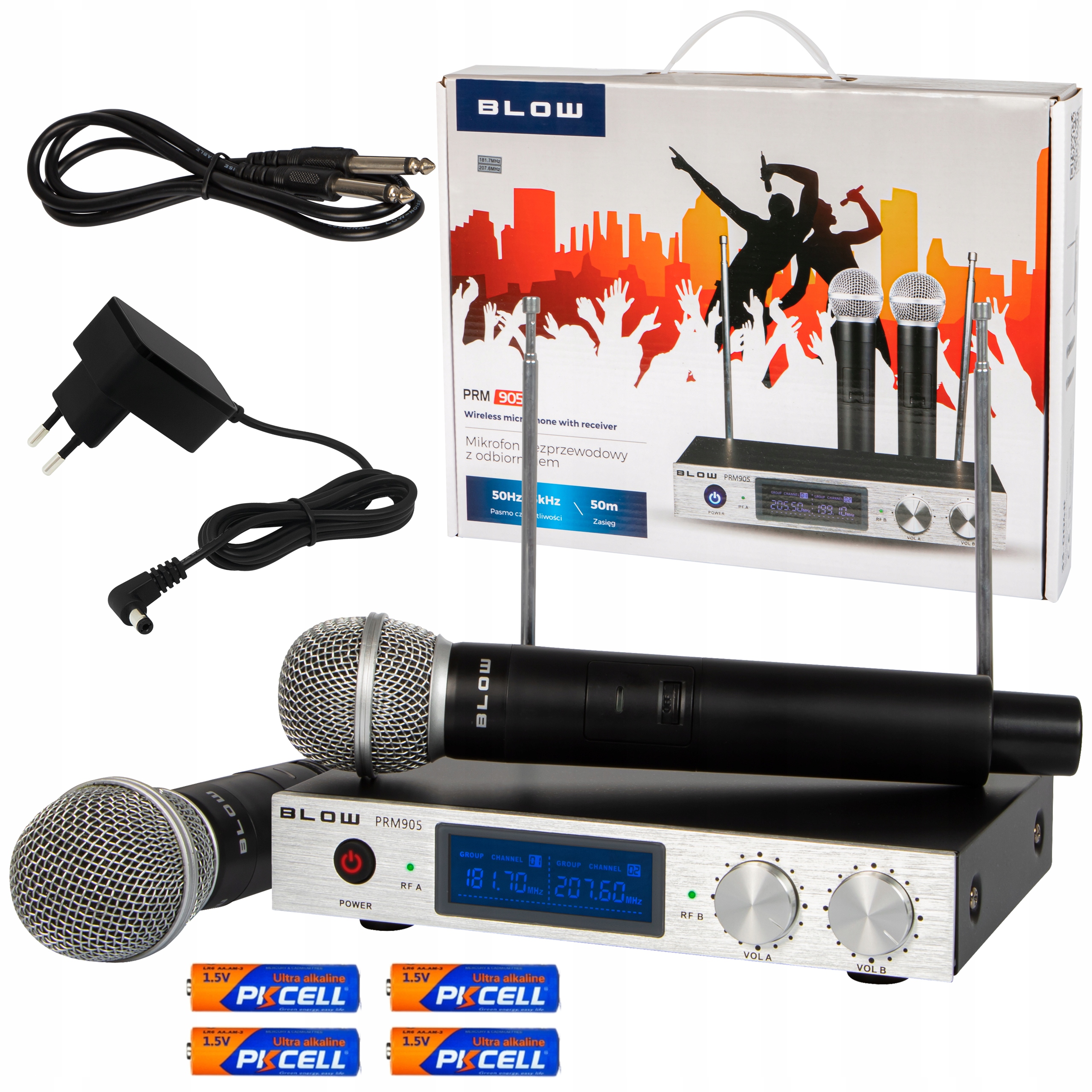 Profesionálny Mikrofon Vystúpenie Konferencia 2ks Prijímač 2xAA Jack 6.3 50 m