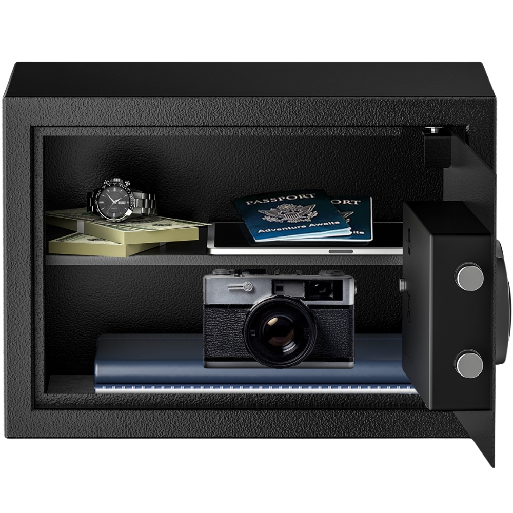 Sejf Biurowy Z Półką Kod Elektroniczny Klucz Usb-c Kasa Pancerna Domowy