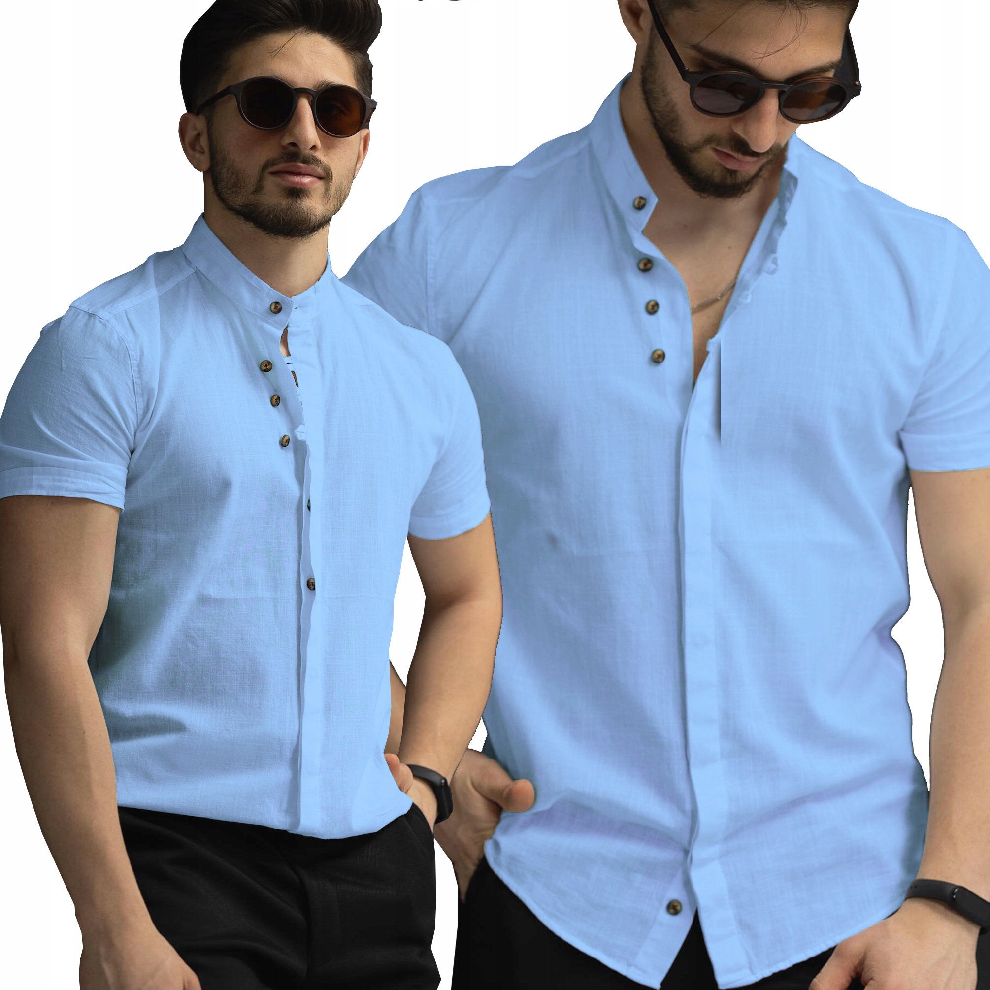 Pánská košile Stojka Casual Lněná Len Bavlněná Plus Size