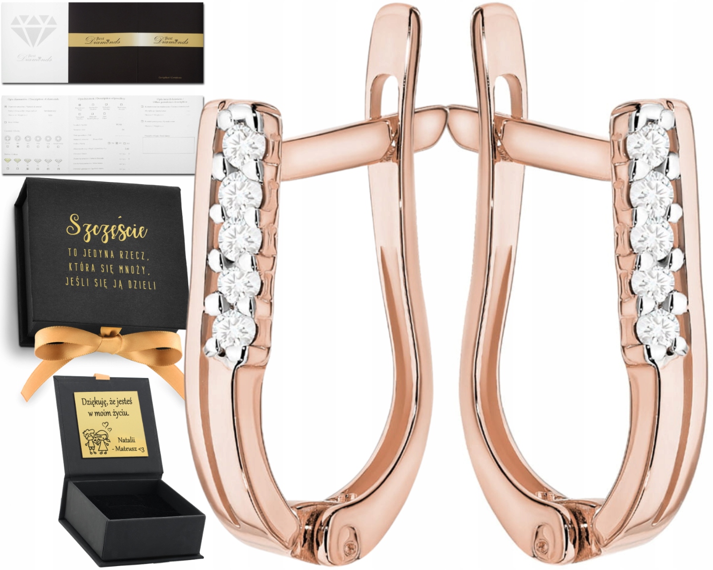 Náušnice Z Růžového Zlata S Briliantovým Zapínáním