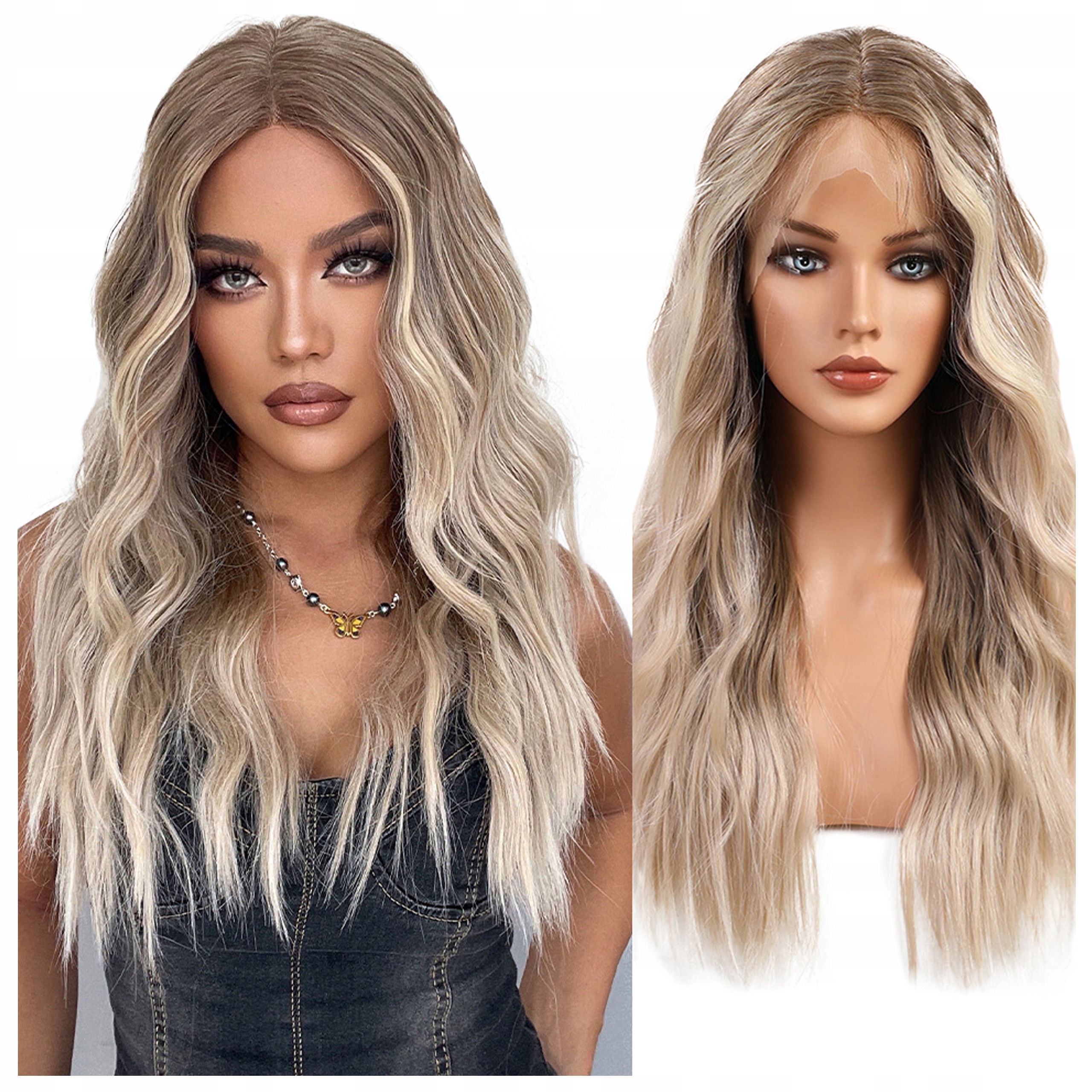 

Peruka blond Jak Naturalne pasemka lace front