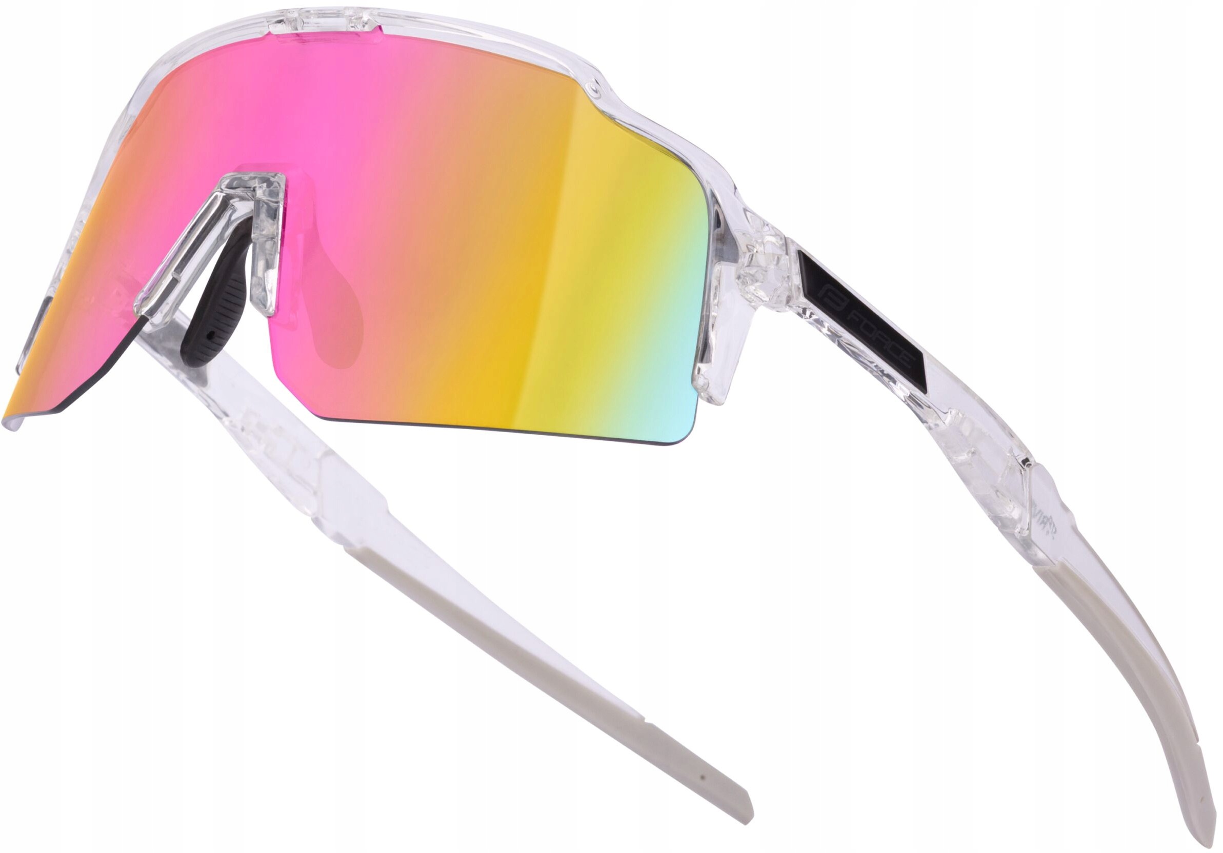 Sportovní cyklistické brýle Force Strive Transparent pink mirror S3
