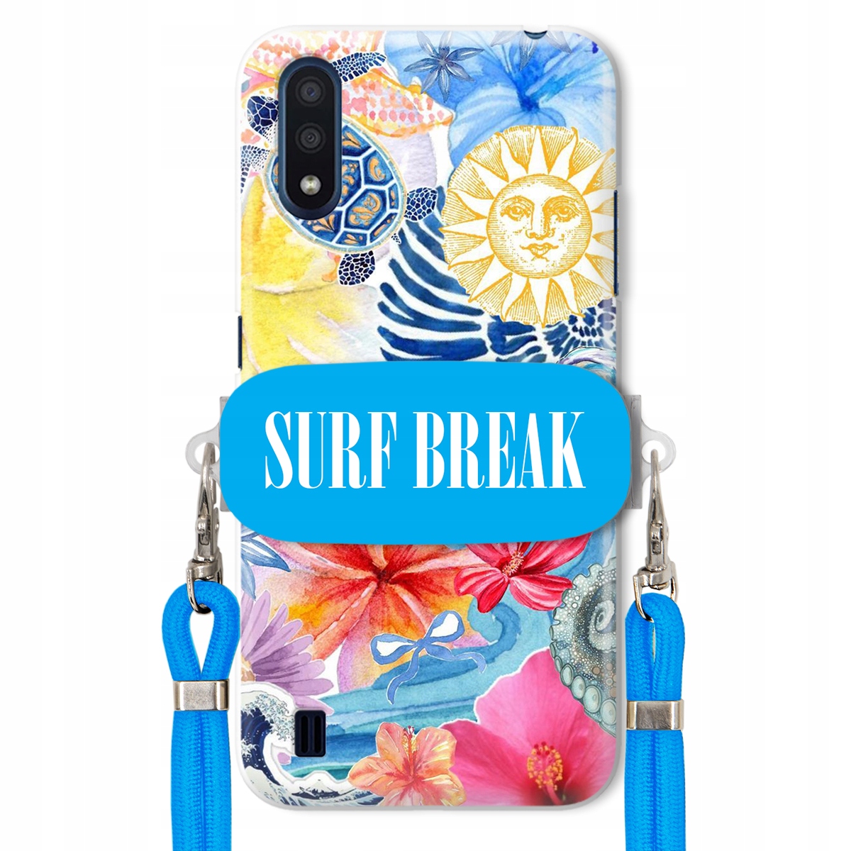 Puzdro pre Samsung M01 Modré Crossbody vodítko držiak Surf Break Lata