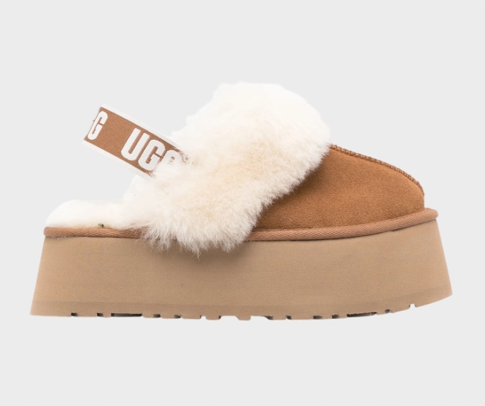 Ugg Pantofle Na Platformě S Koženou Kožešinou Béžová 39 4AA