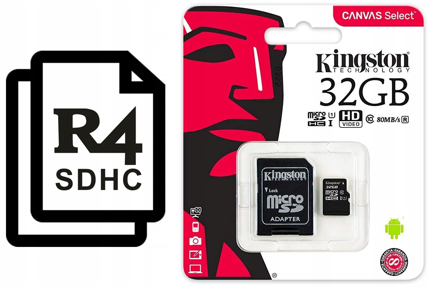 Karta micro SD 32 GB konfiguracja do oprogramowania R4i Dual-Core