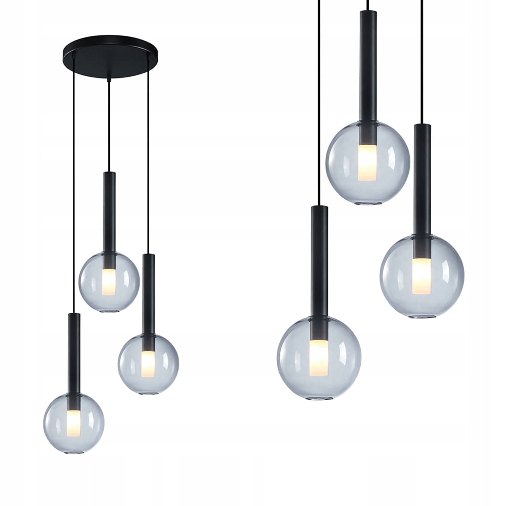 Stropné závesné svietidlo sklenené tienidlá rozeta Niko Black 3xG9 ML0333 Milagro